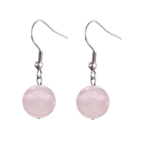 Boucles pendantes quartz rose
