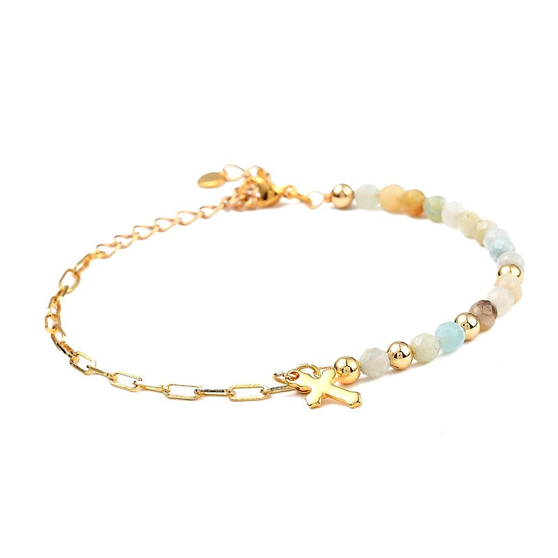 Bracelet amazonite et croix